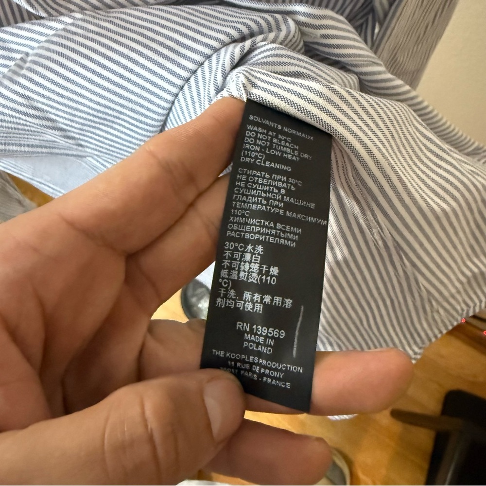 The Kooples Light Blue Striped Button Down Shirt - Picture 6 of 12